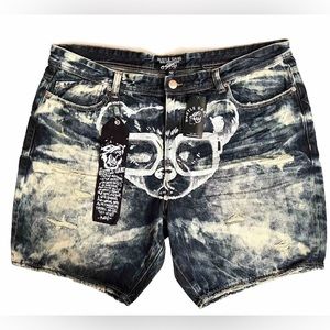 New Hustle Gang Over Everything Men’s Denim Shorts SZ 42 Fazer Wash, Maced Short